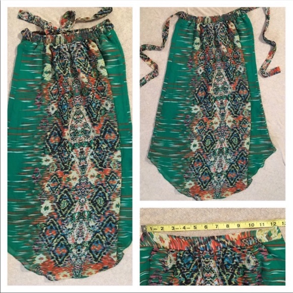 ❄️❄️ECI green patterned high low skirt